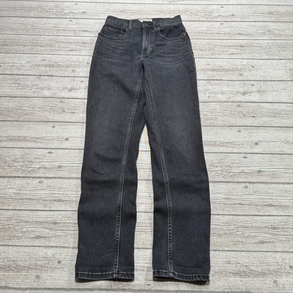 Everlane Jeans Women's 24 Black Faded Denim High Rise Straight Leg Stretch Retro